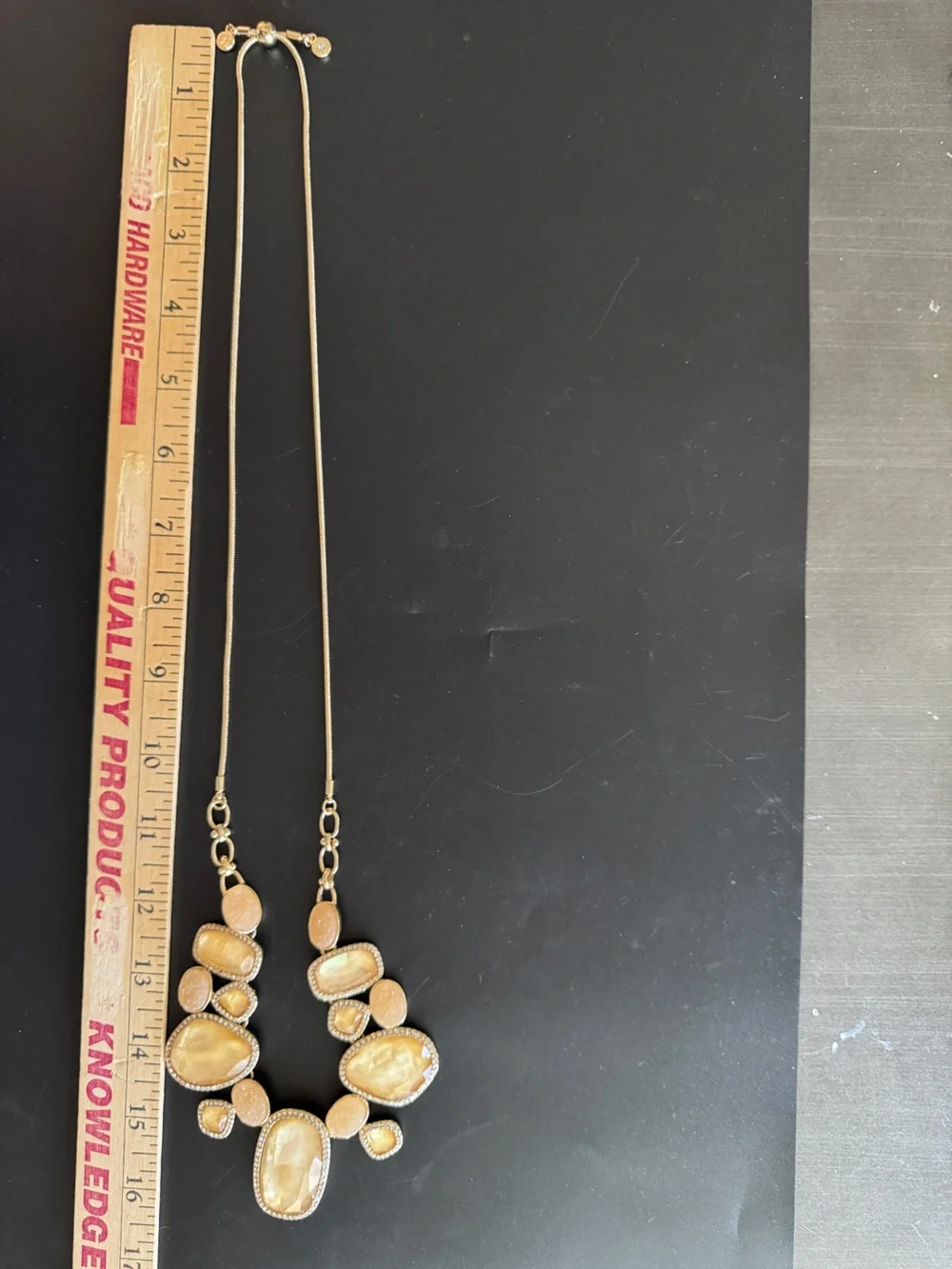 Gold-Tone Statement Adjustable Necklace‎ with Champagne Resin Stones